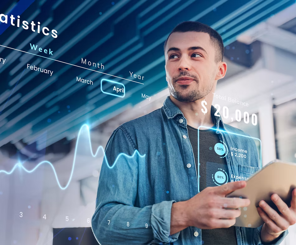 Professional working with data analytics